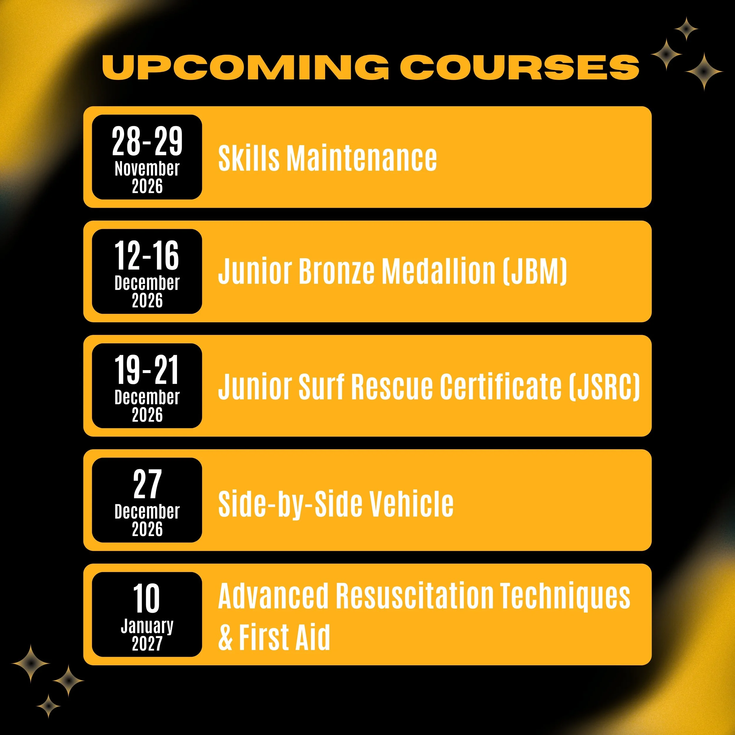 Upcoming Course Dates