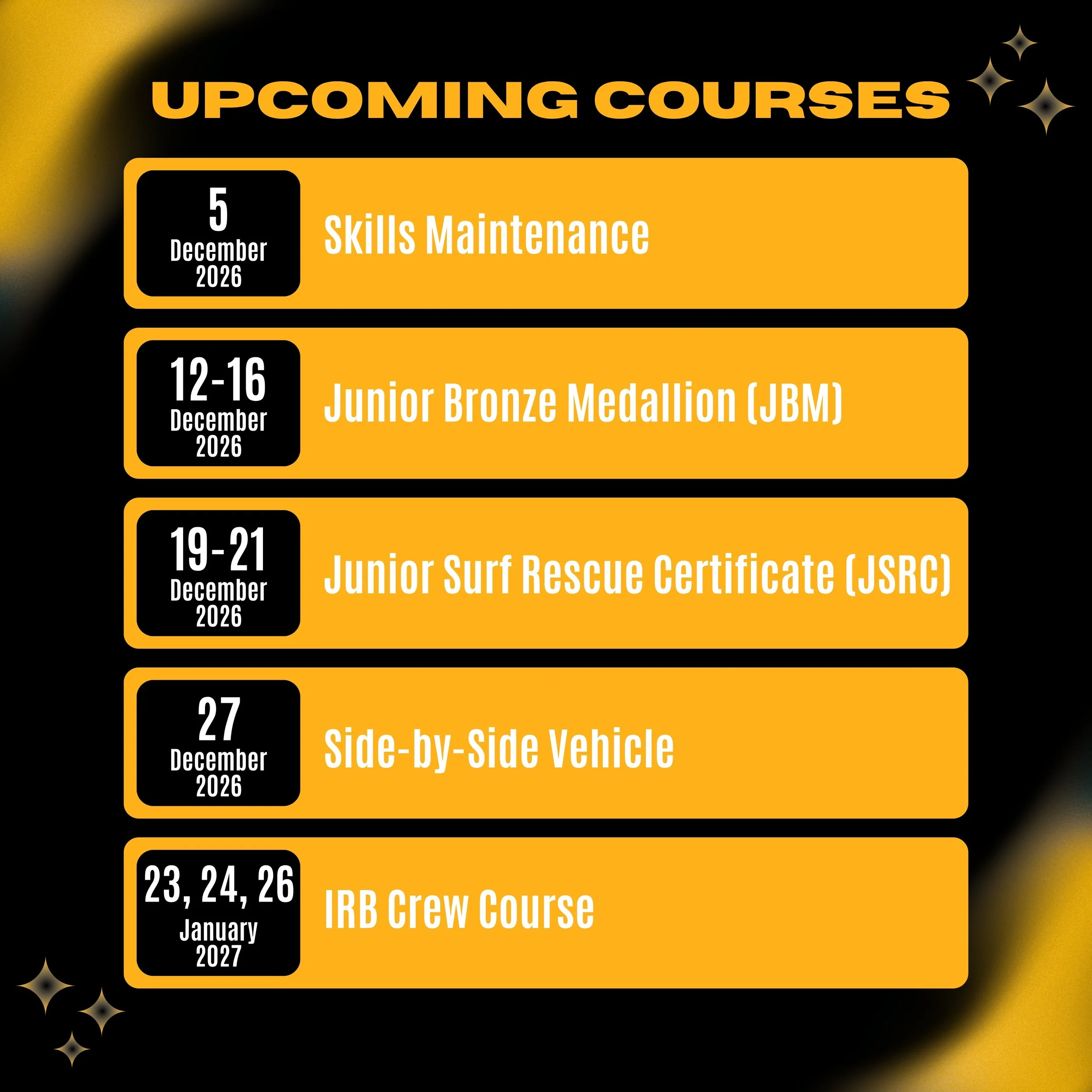 Upcoming Course Dates