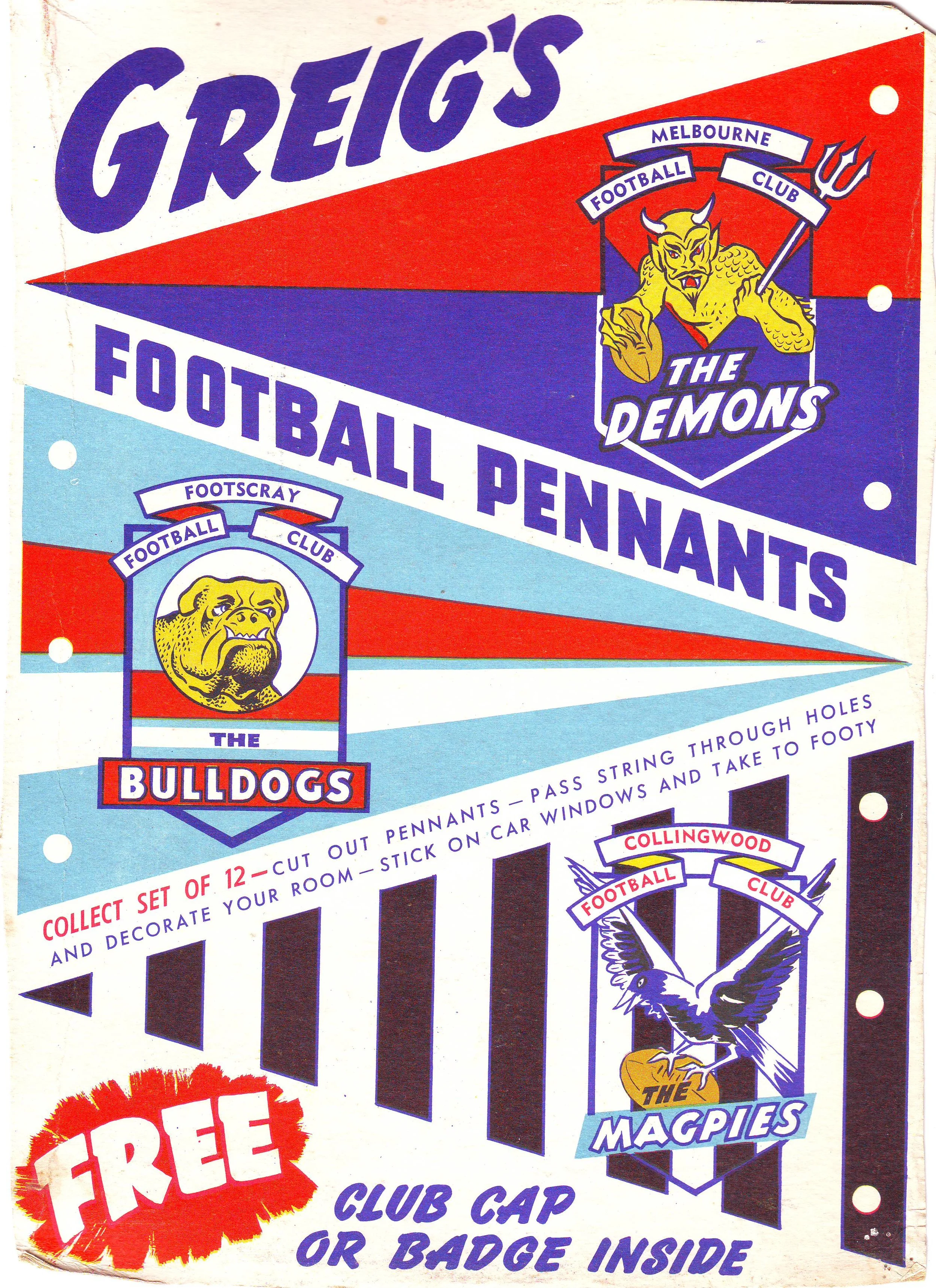 1957 Greig's Honey Football Pennants