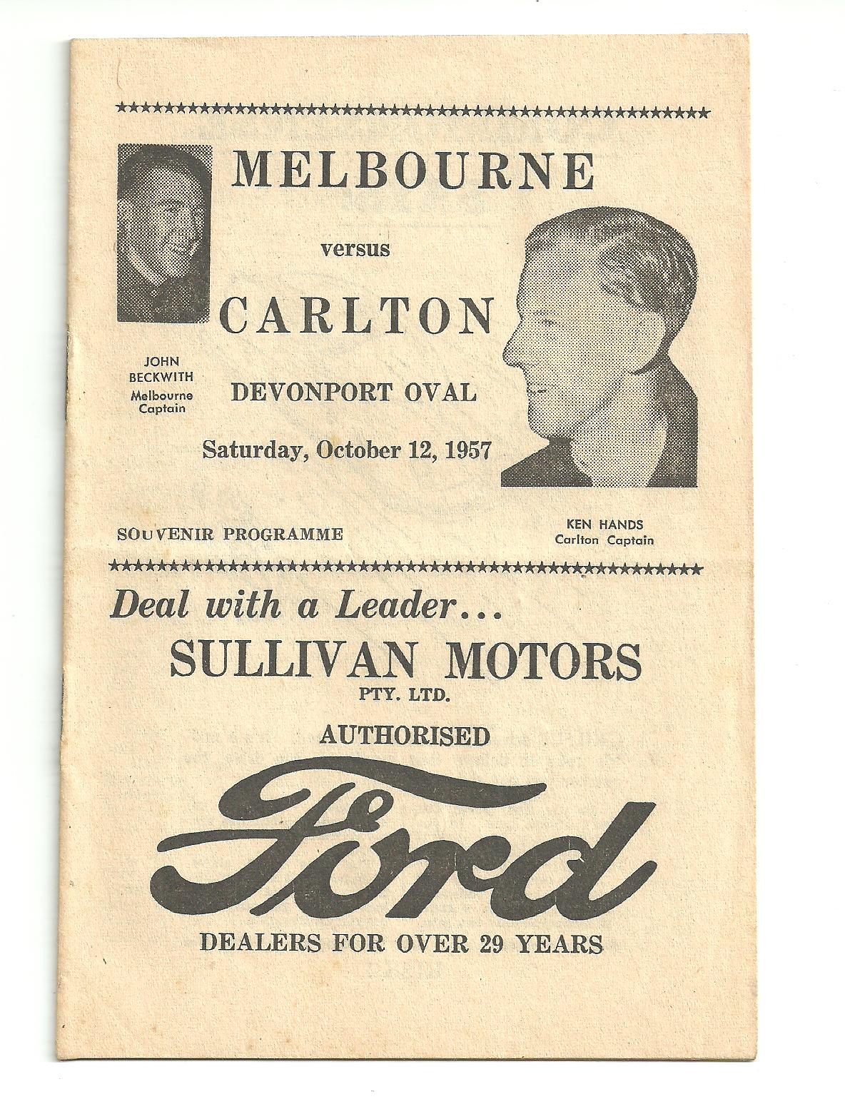 1957 v. Carlton (Devonport, Tasmania)