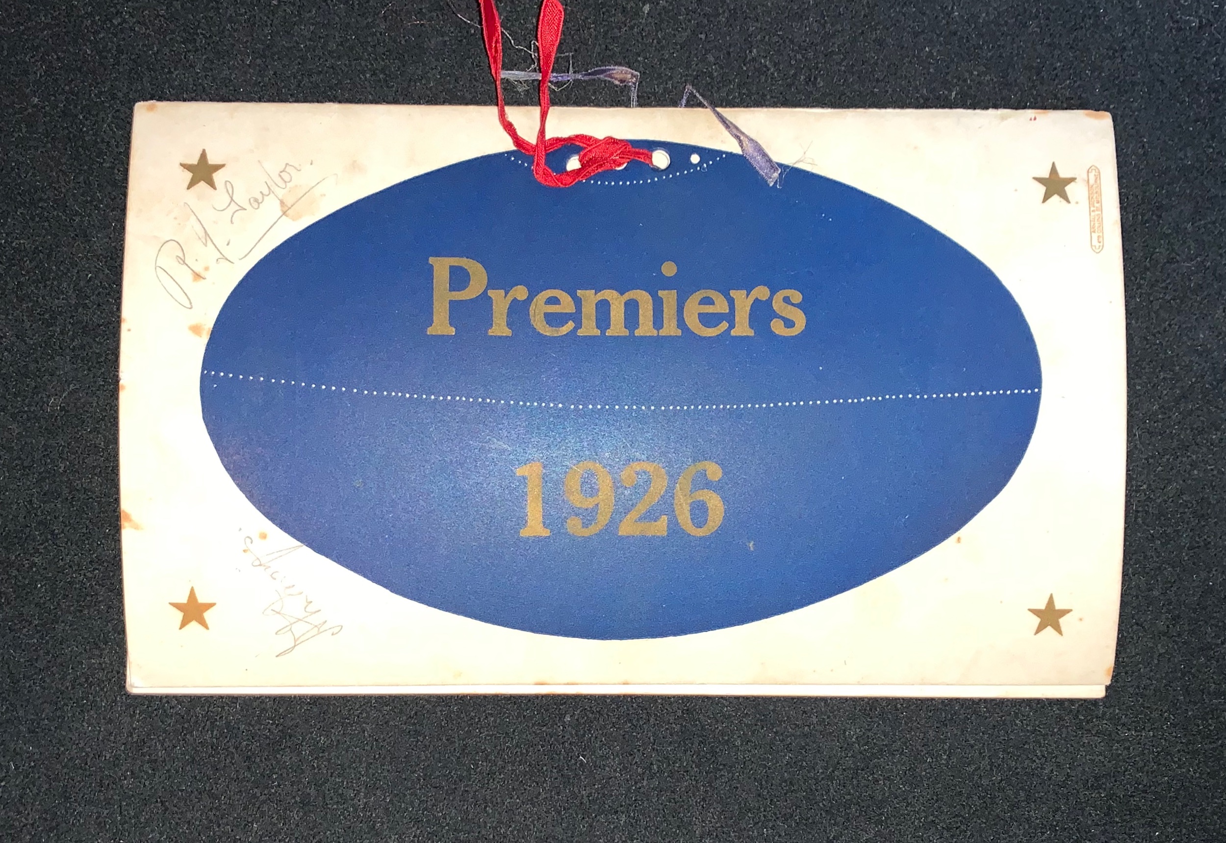1926 Premiership "Complimentary Smoke Social" - Back