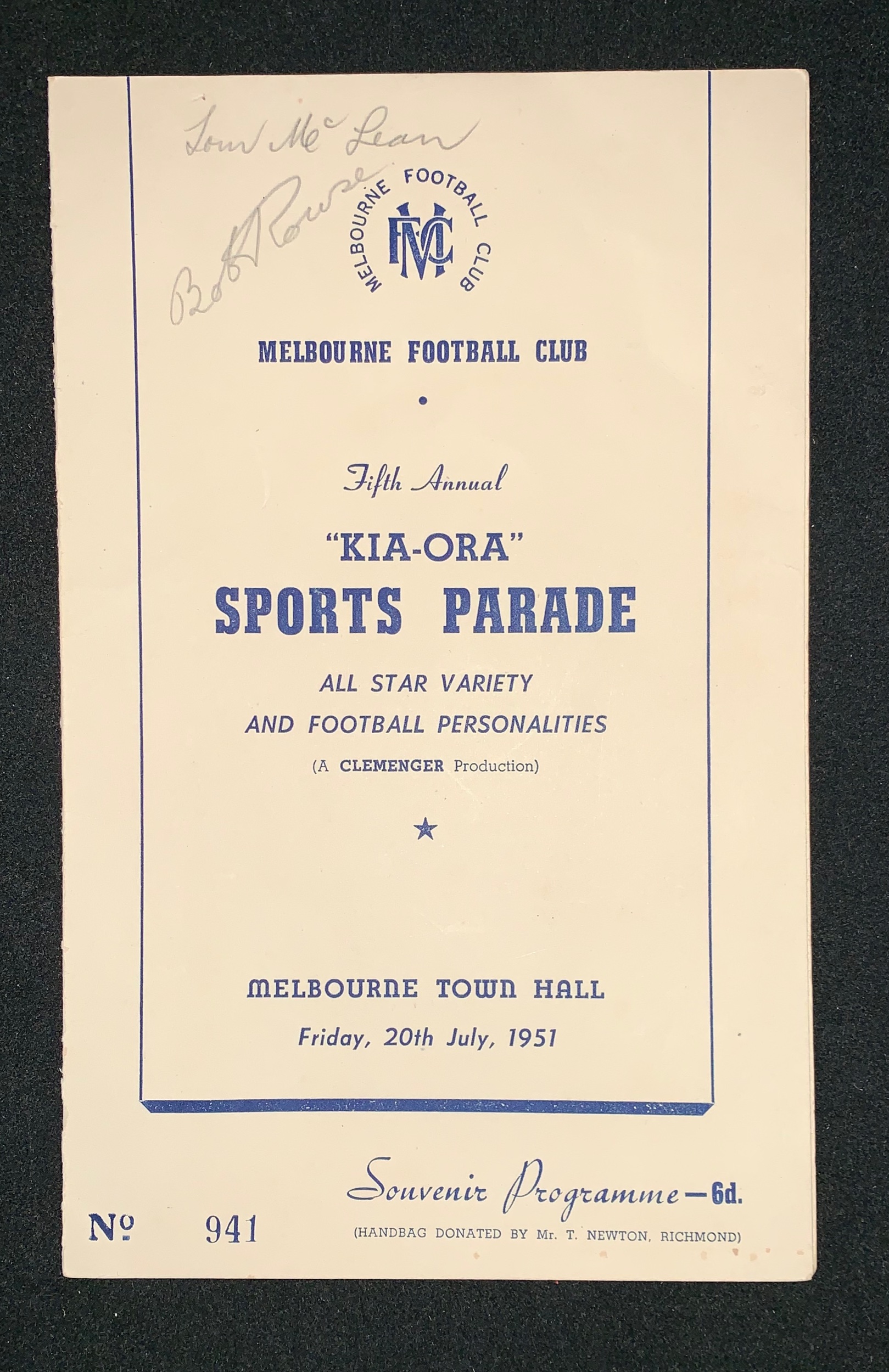 1951 Kia-Ora Sports Parade