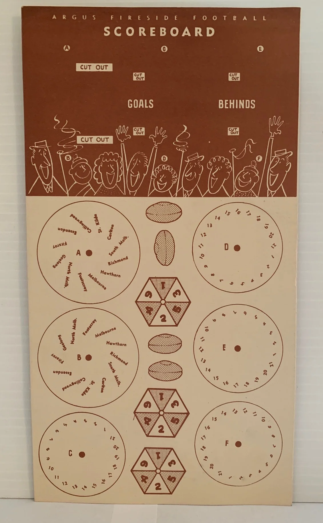 1956 Argus "Fireside Football" Unused Scoreboard & pieces