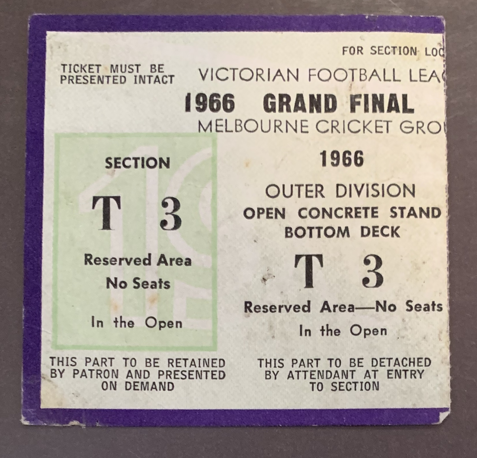 1966 Grand Final Ticket