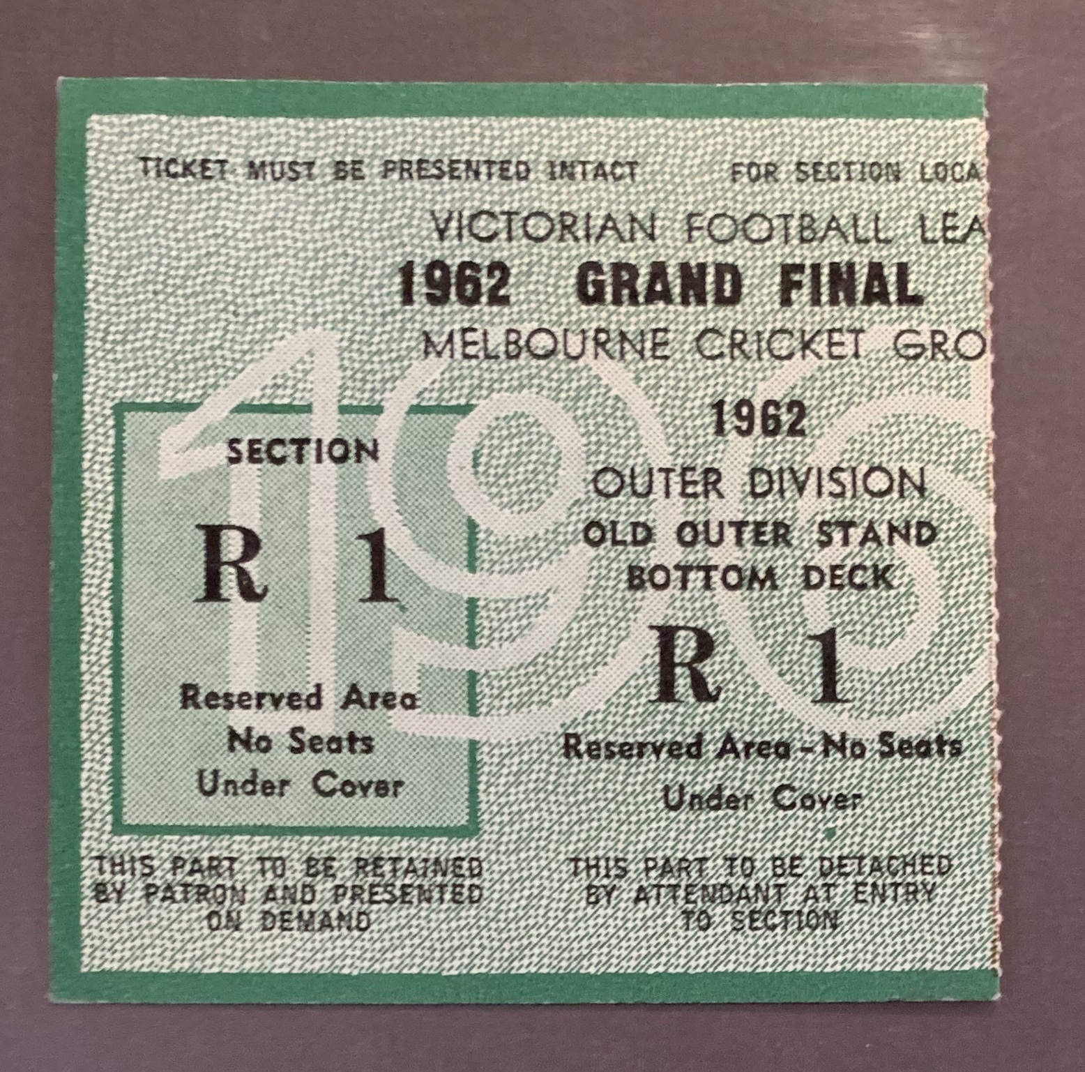 1962 Grand Final Ticket