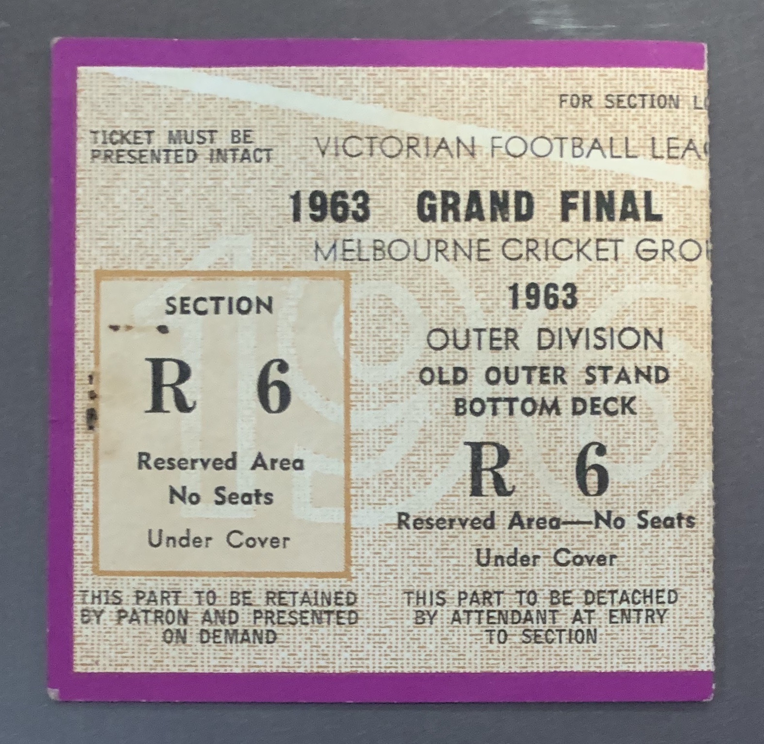 1963 Grand Final Ticket