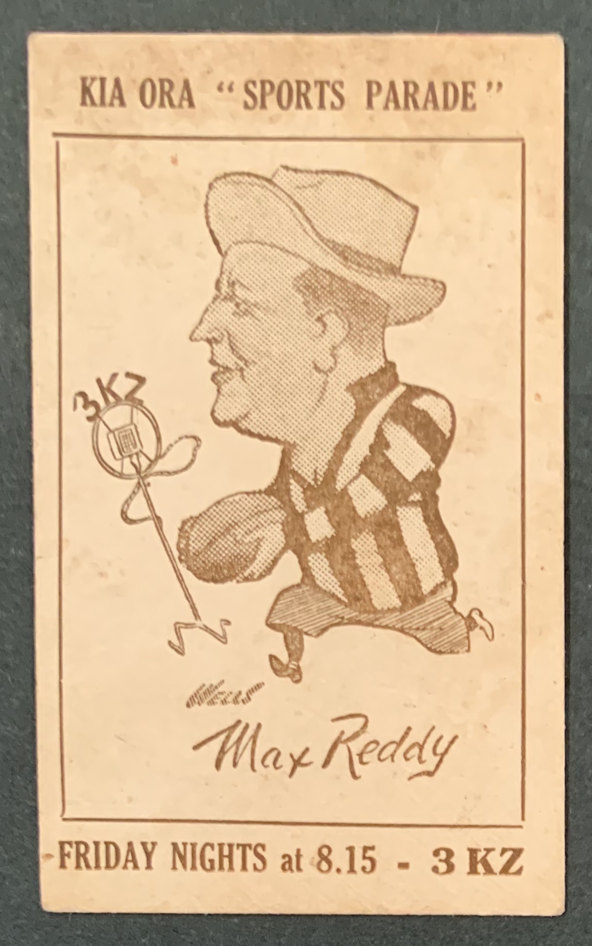 c1950 3KZ Radio Station "Kia-Ora Sports Parade"