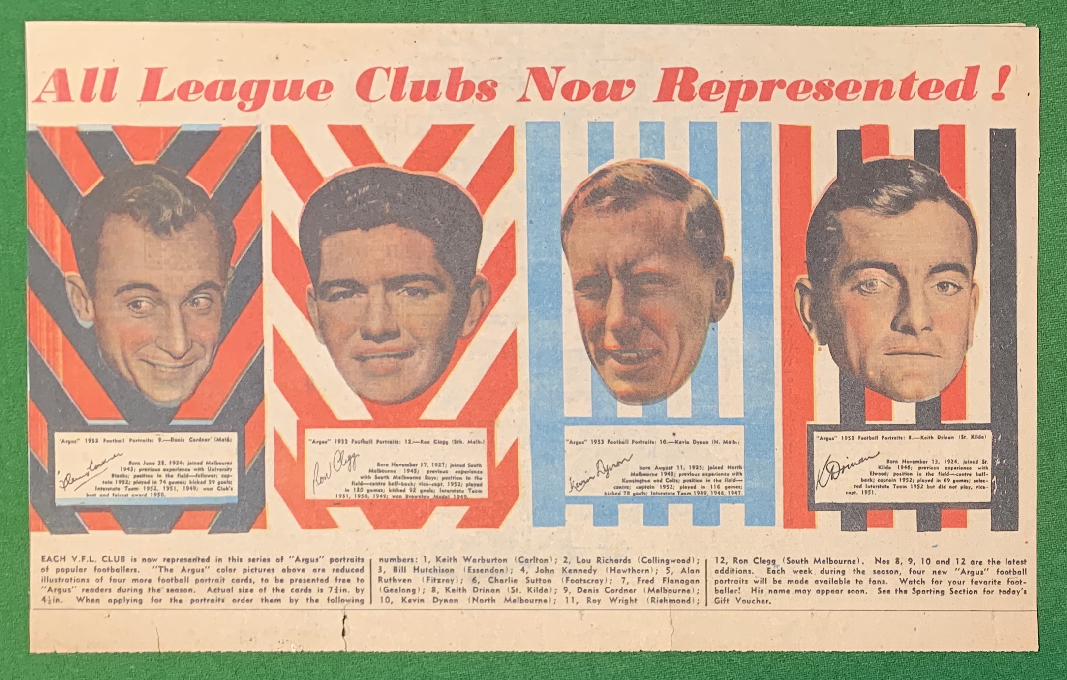 1953 Argus Football Portraits Ad.