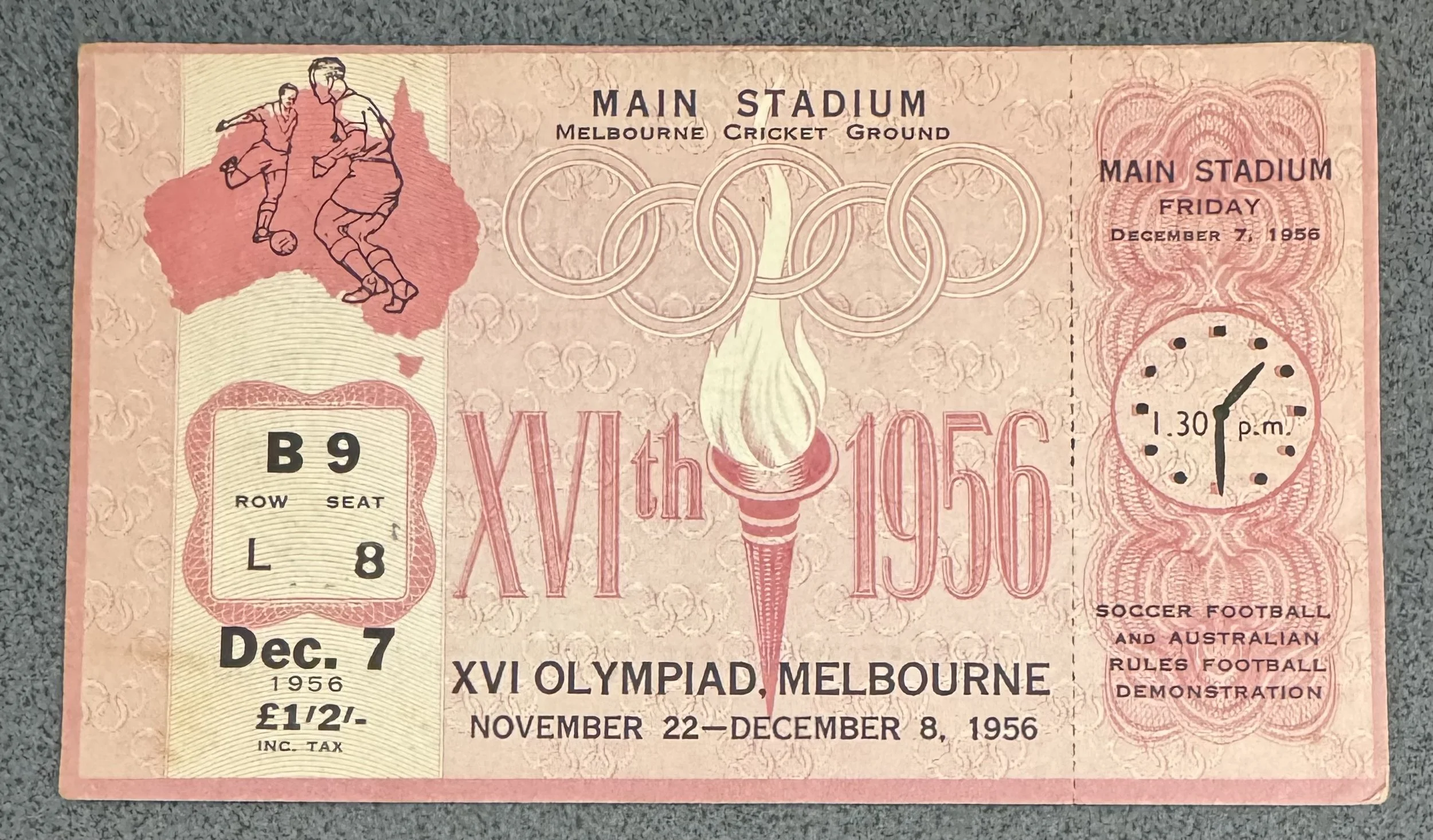 1956 Aust. Football demo @ Olympics - unused ticket