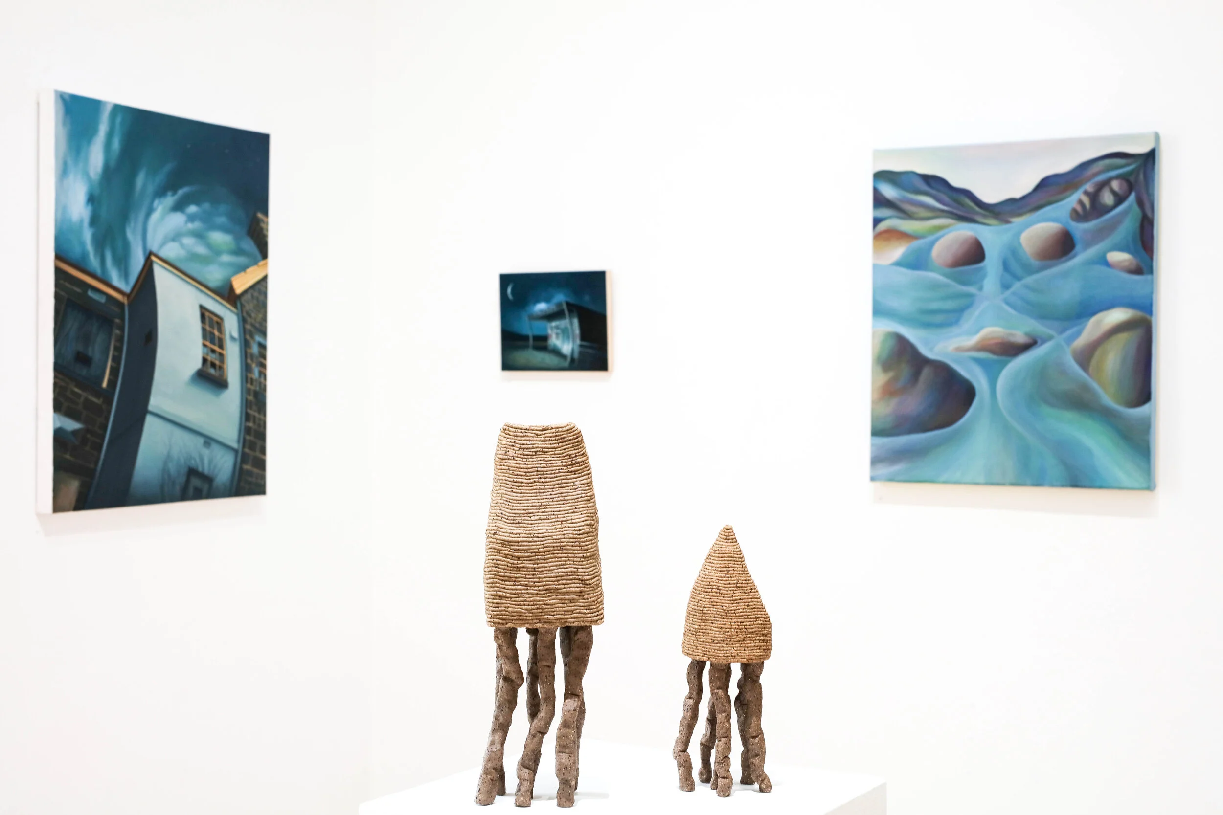  From left to right: Nerrida Parfitt and Hilary Green. Ceramics by Mali Taylor. 