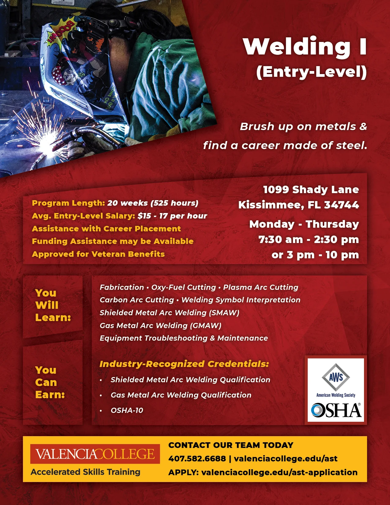 Welding I Program Flyer // Valencia College