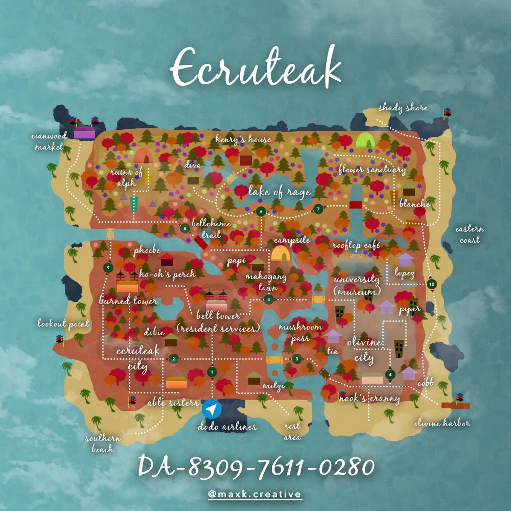 Ecruteak Custom Island Map Design – Animal Crossing: New Horizons