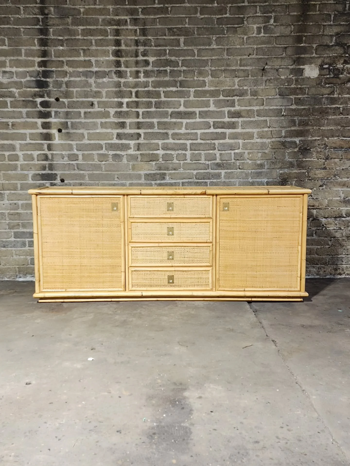 1970s Italian rattan Credenza by Dal Vera. wonderful vintage condition. 71.5w x 18d x 29.5h. DM for more details.
