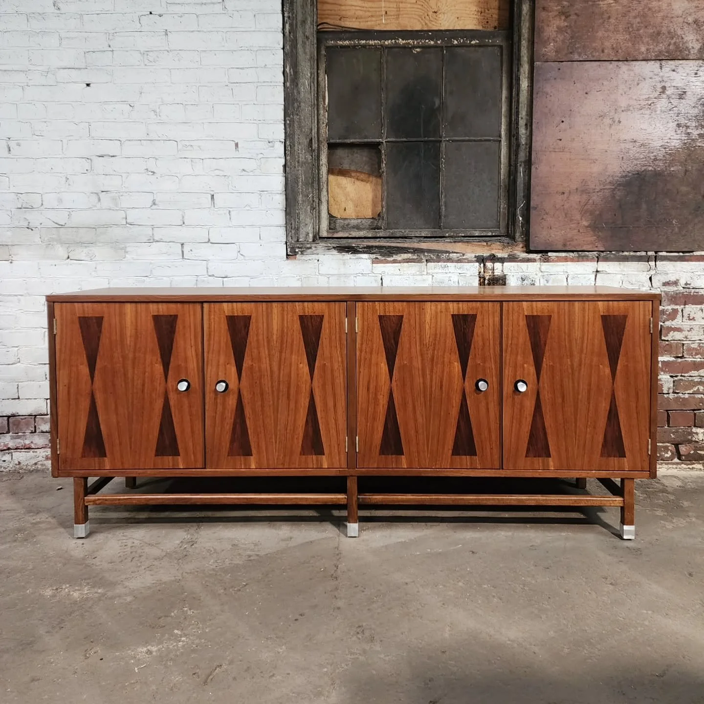 Now available,  Walnut and Rosewood Credenza by Stanley Furniture.  Just refinished. 72w x 18d x 30h. DM for details.
