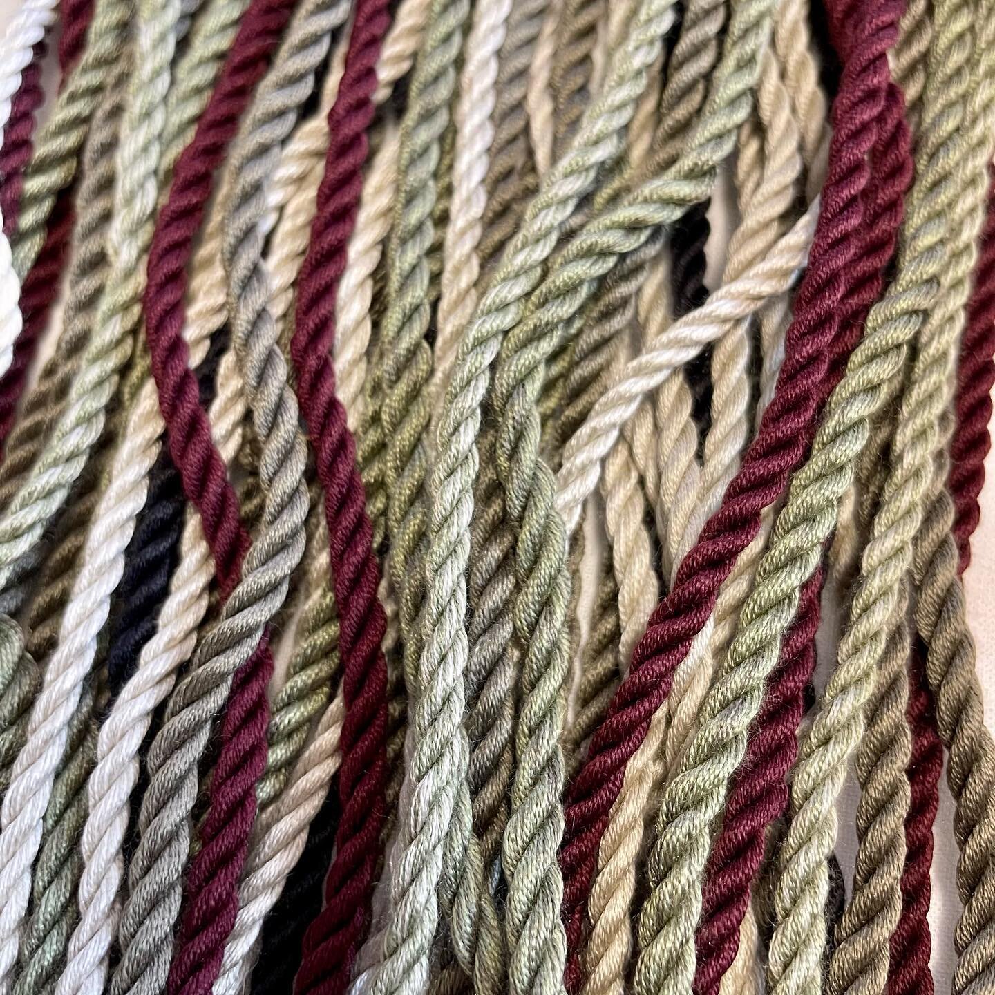 Inspired by the winter garden I&rsquo;ve been busy in the studio spinning cords for new art pieces

Each of these cords is made up of 120 very fine silk threads which have to be organised into groups and then spun under tension so that I can weave th