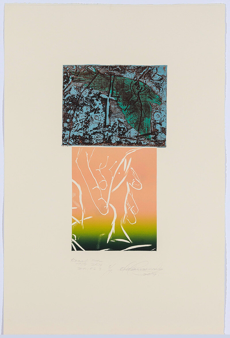Otis Tamasauskas collage & lithography unique print techniques on paper