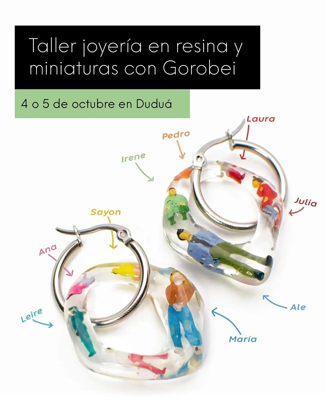 &iquest;Te imaginas llevar en tus pendientes o colgante a tu familia, a tu mascota o incluso a tus personajes favoritos? 💕

En este taller aprender&aacute;s a crear una pieza de joyer&iacute;a personalizada con resina epoxy y miniaturas pintadas a m