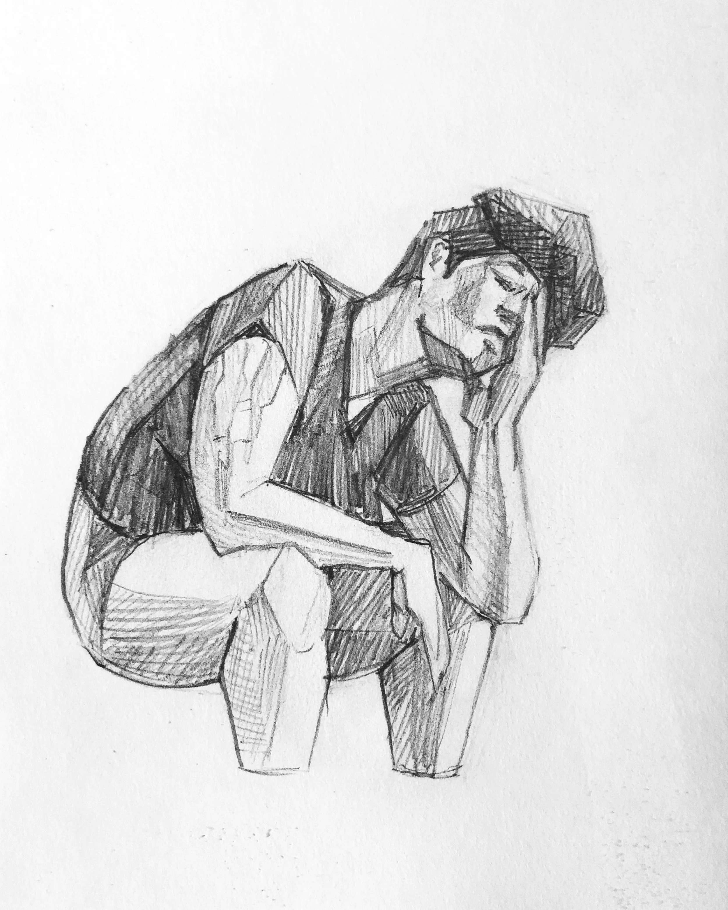 Self Portrait in Shorts (Seated)