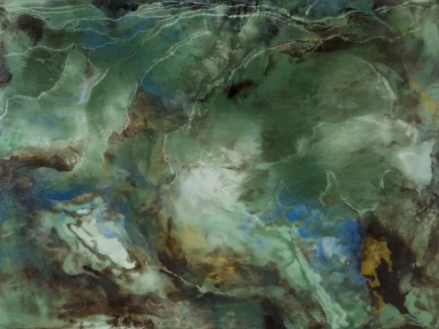 Malachite, beeswax and pigments