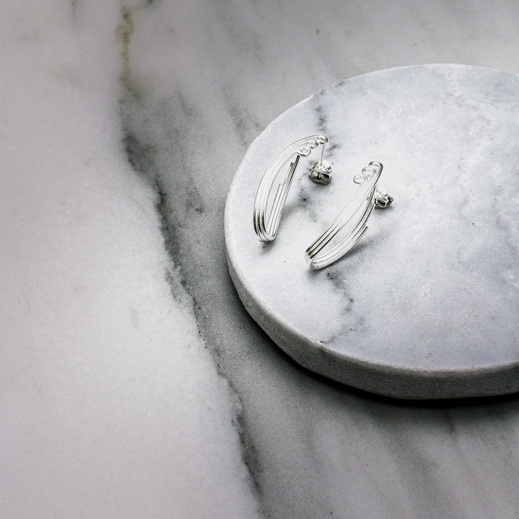 Linear Teardrop Medium Stud Earring 1.jpg