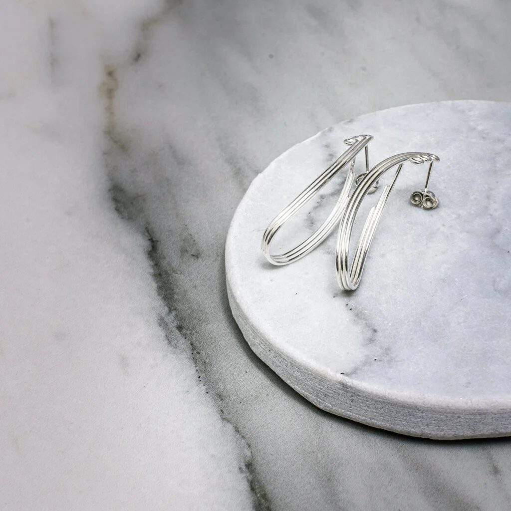 Linear Teardrop Large Stud Earring 1.jpg