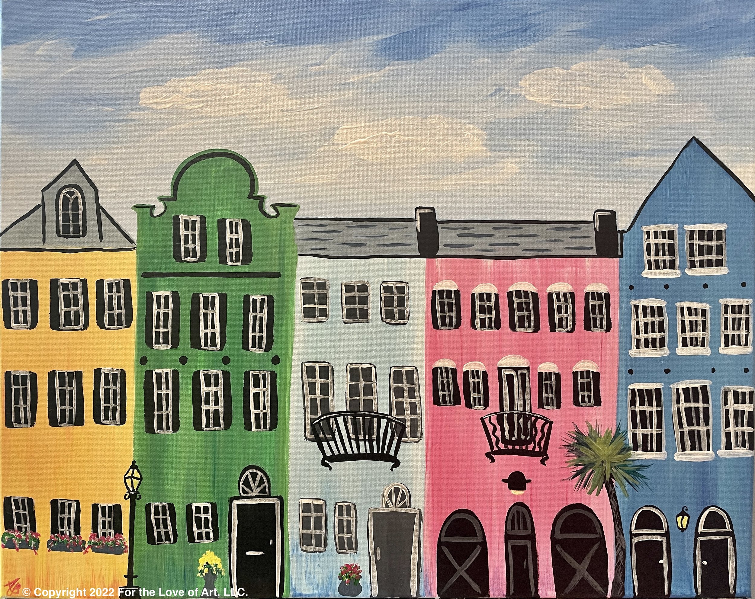 Rainbow Row Charleston (Difficult)