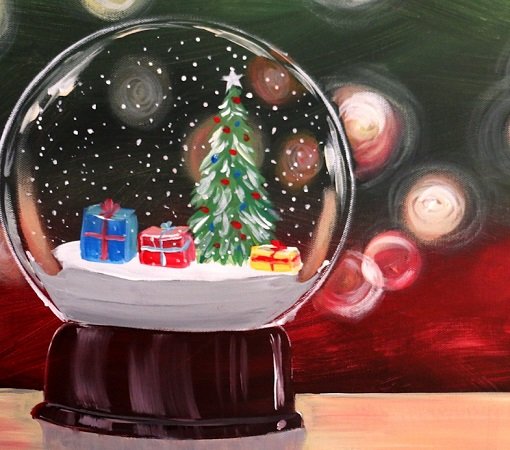 NEW! Paint &amp; Sip @ Ruby Sunshine Restaurant (Downtown): Holiday Snow Globe ($37pp)