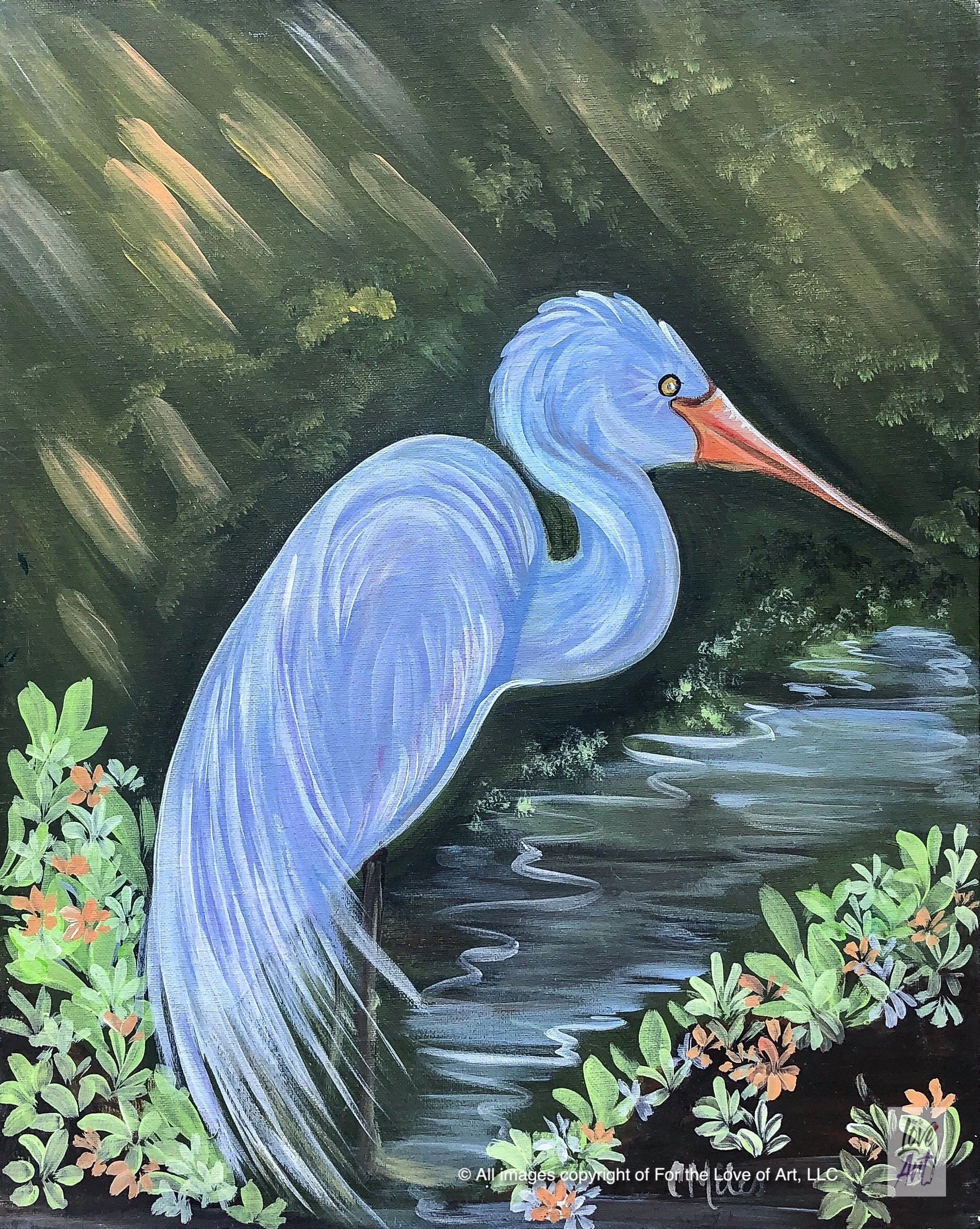 NEW!! Paint &amp; Sip @ Tideland Brewing: Graceful Egret