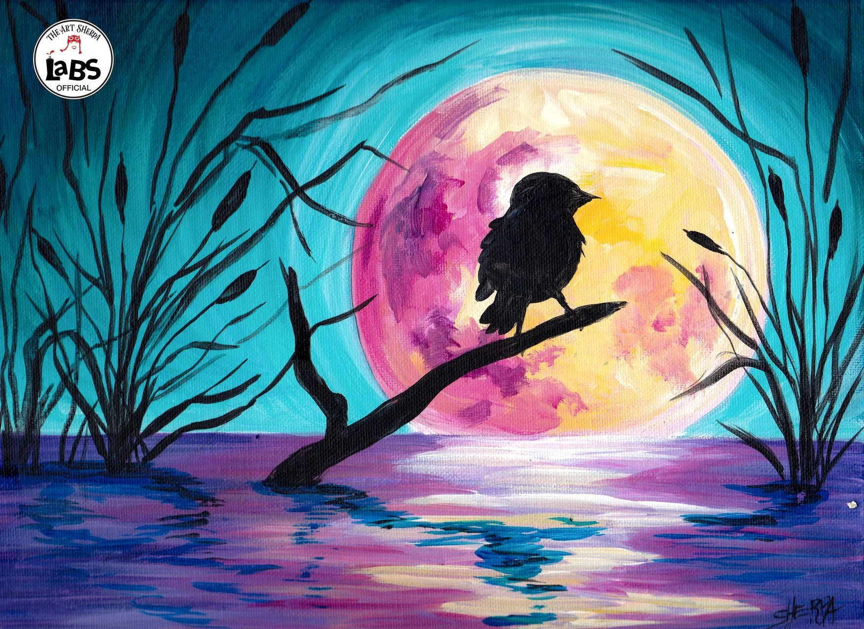 New! Paint &amp; Sip @ Joey's Pizza: Moonlit Bird
