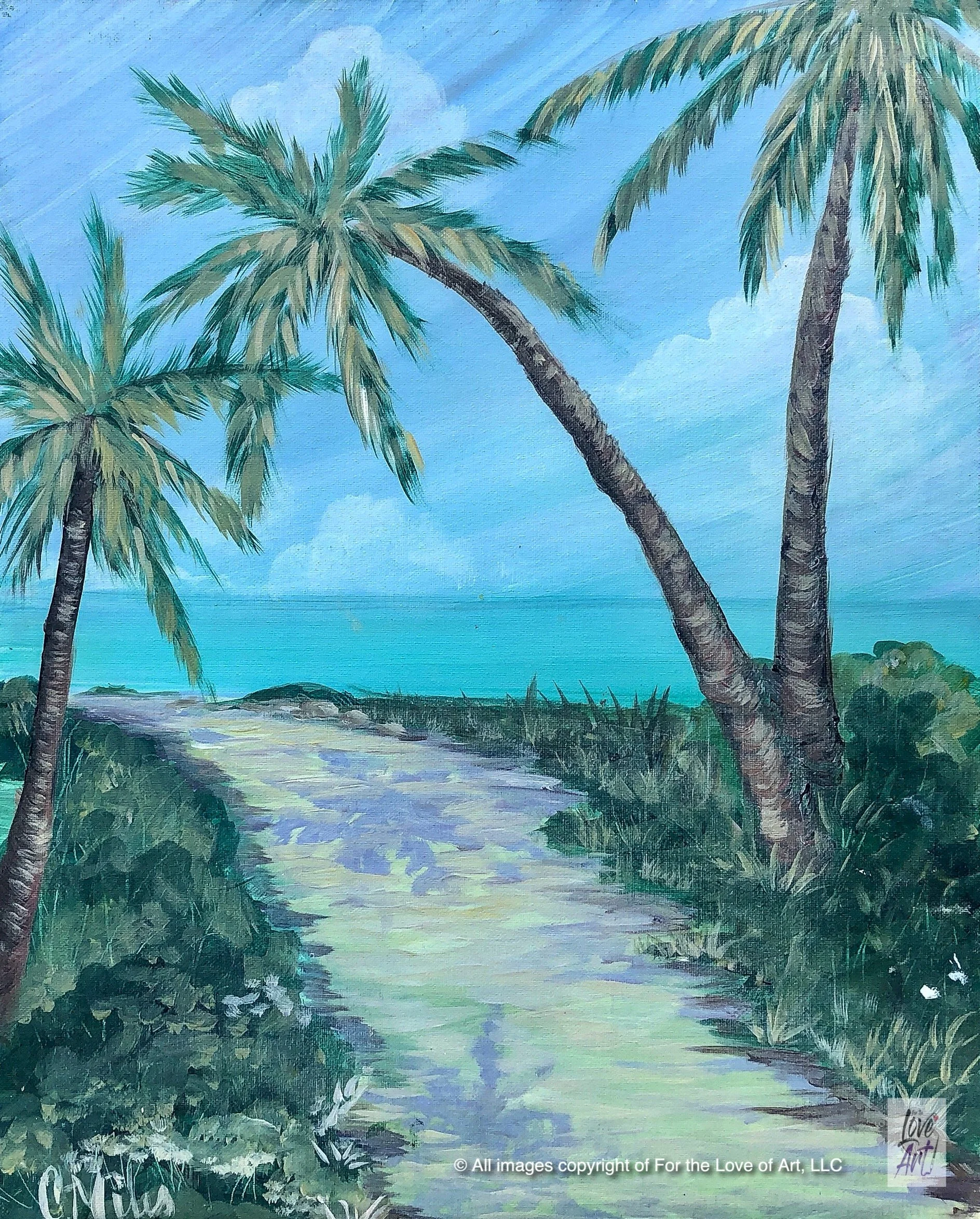 Paint &amp; Sip @ Ruby Sunshine (West Ashley): Palm Tree Path