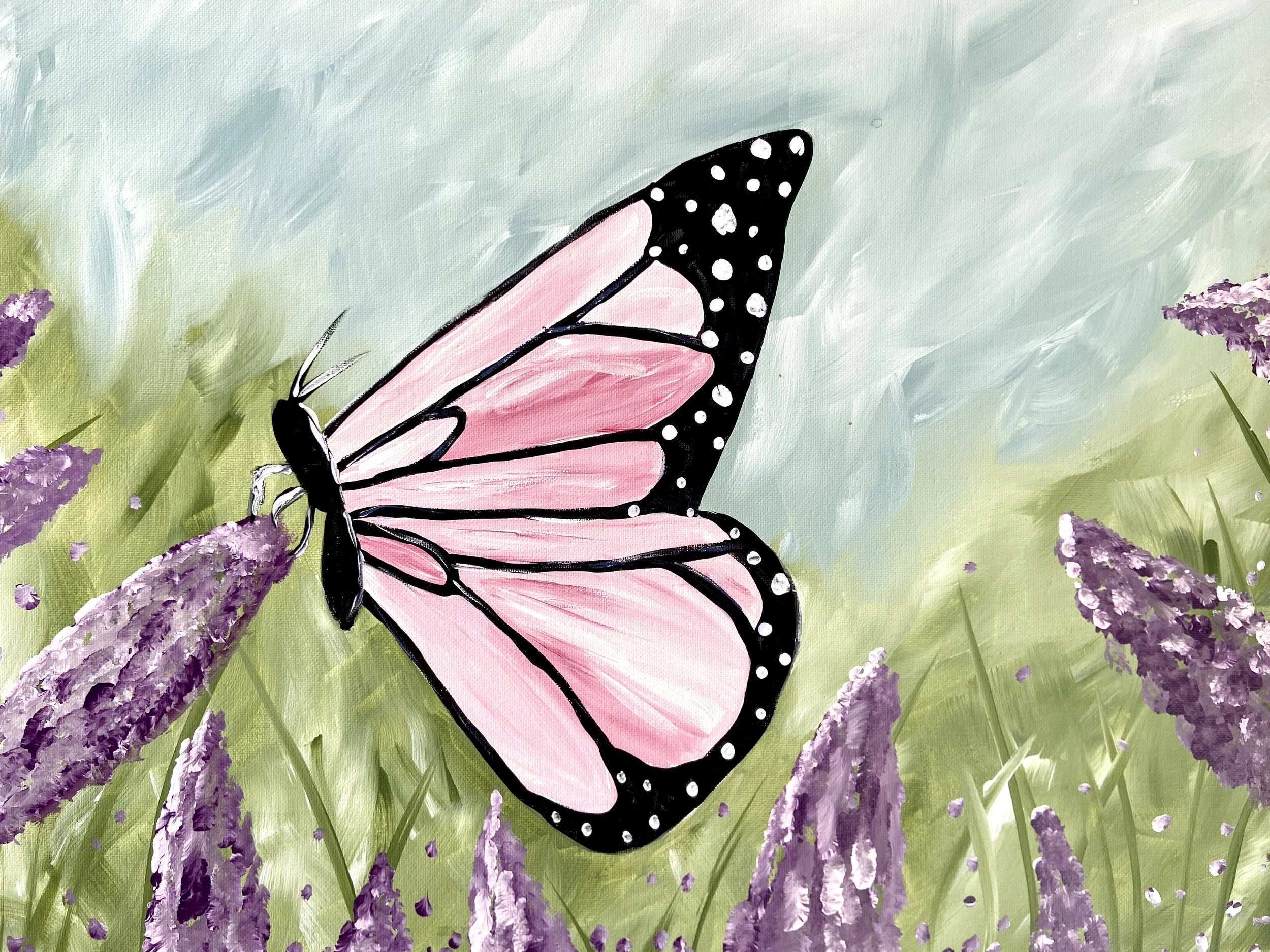 NEW!! Paint &amp; Sip @ West Ashley Nutrition: Lavender Butterfly