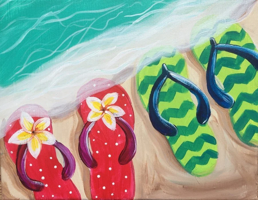Paint &amp; Sip @ Ruby Sunshine Restaurant (Downtown): Fancy Flip Flops