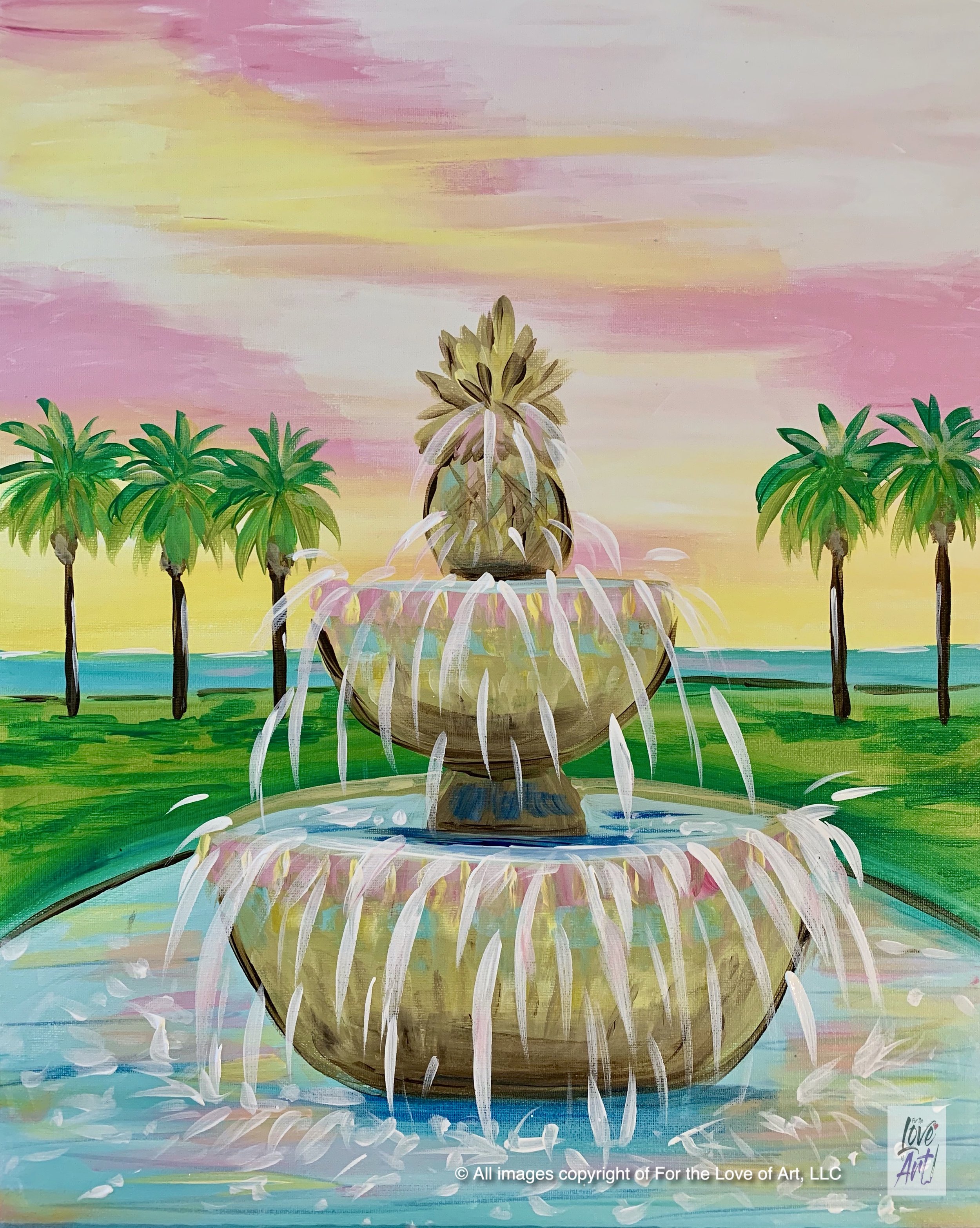NEW!! Paint &amp; Sip Event @ West Ashley Nutrition: Pineapple Fountain