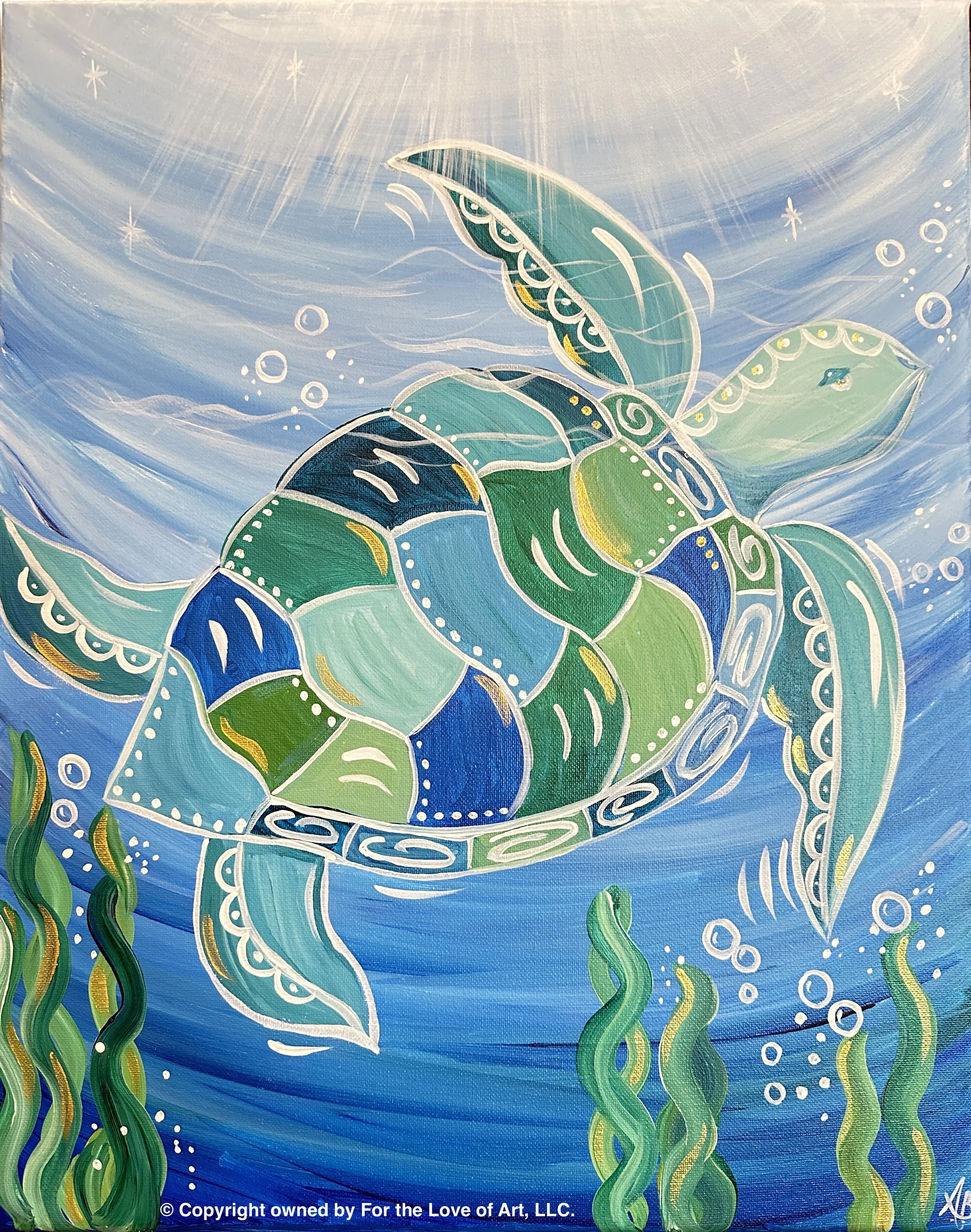 Paint &amp; Sip @ Tideland Brewing: Boho Sea Turtle