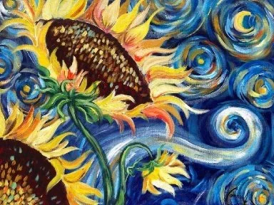 Paint &amp; Sip @ Dashi Wine Bar and Emporium: Starry Sunflowers