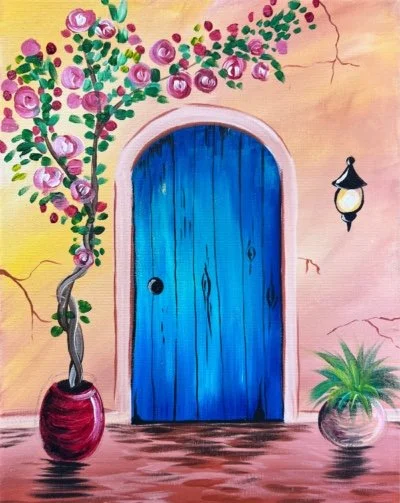 Paint &amp; Sip @ Ruby Sunshine Restaurant (Downtown): Tuscan Blue Door