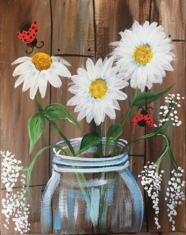 Paint &amp; Sip Event @ West Ashley Nutrition: Rustic Daisies