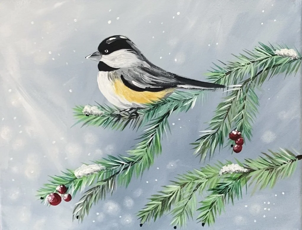 Paint and Sip Event @ Two Blokes Brewing: Snowy Chickadee (No experience needed!)