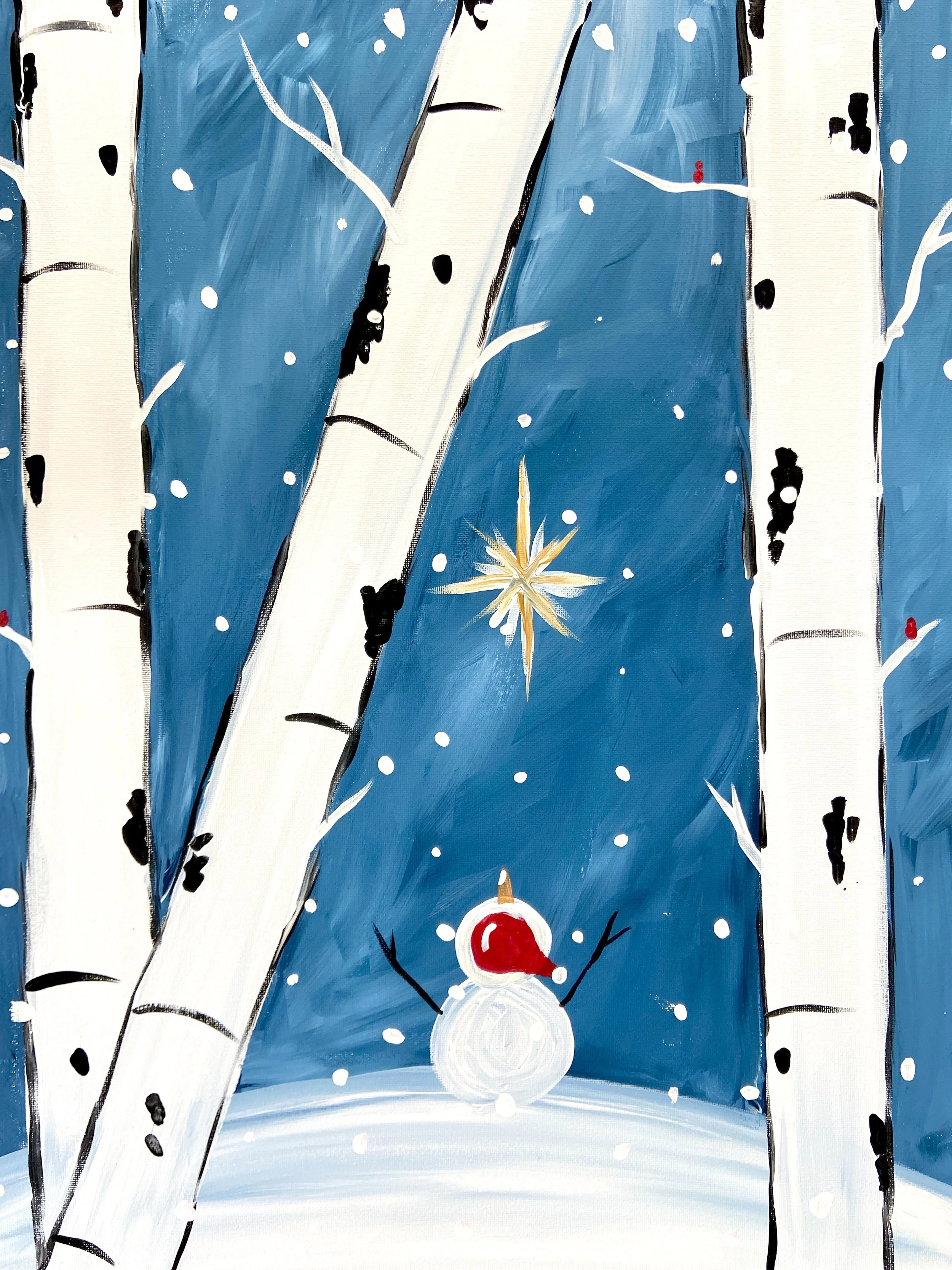 Paint &amp; Sip Event @ West Ashley Nutrition: Snowman in the Woods (No experience needed!)