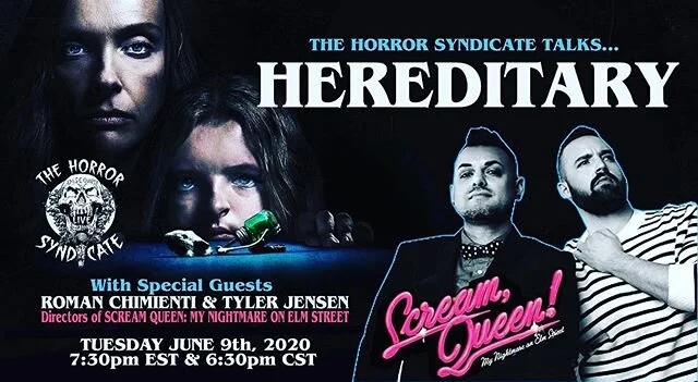 Get ready! because tonight we are going live with the ghouls at  @thehorrorsyndicate to summon evil forces for your entertainment. There will be possessed opinions, sacrificial comments and I&rsquo;m pretty sure Tyler is going to cry😥. So come...be one of us😈