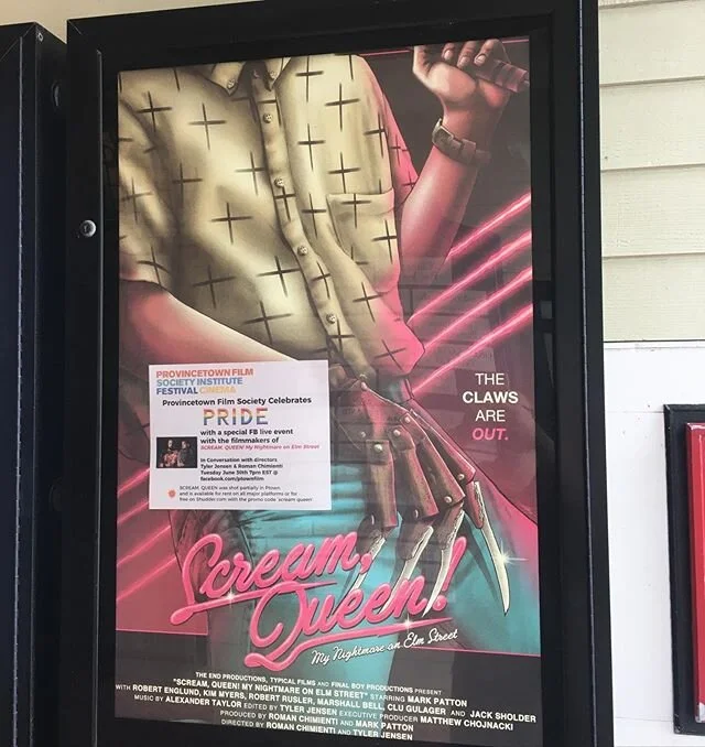 The joy of seeing our poster displayed at @ptownfilm is a dream. Check out our live chat Tuesday - 7pm EST - 6/30 - on facebook.com/ptownfilm .
.
.
.
.
#screamqueendoc #screamqueendocumentary #freddykrueger #nightmareonelmstreet2 #freddysrevenge #horror #doclife #filmmaking #documentary #filmfestival #scarymovie #horrormovie #queerhorror #gayhorror #filmmaker #hivsuvivor #finalgirl #finalboy #markpatton #romanchimienti #tylerjensen