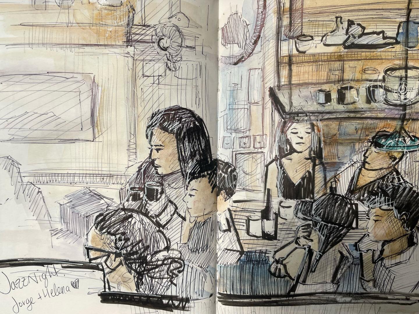 Attended an incredible, cosy, beautiful jazz night on Saturday with my friends @helena___cyc and @mysticusbalatro ✨ Had an absolute blast 🙌 The music was inspirational and guided this drawing! Was good to take a break from hectic HK life. 
🎨🎷
#jaz