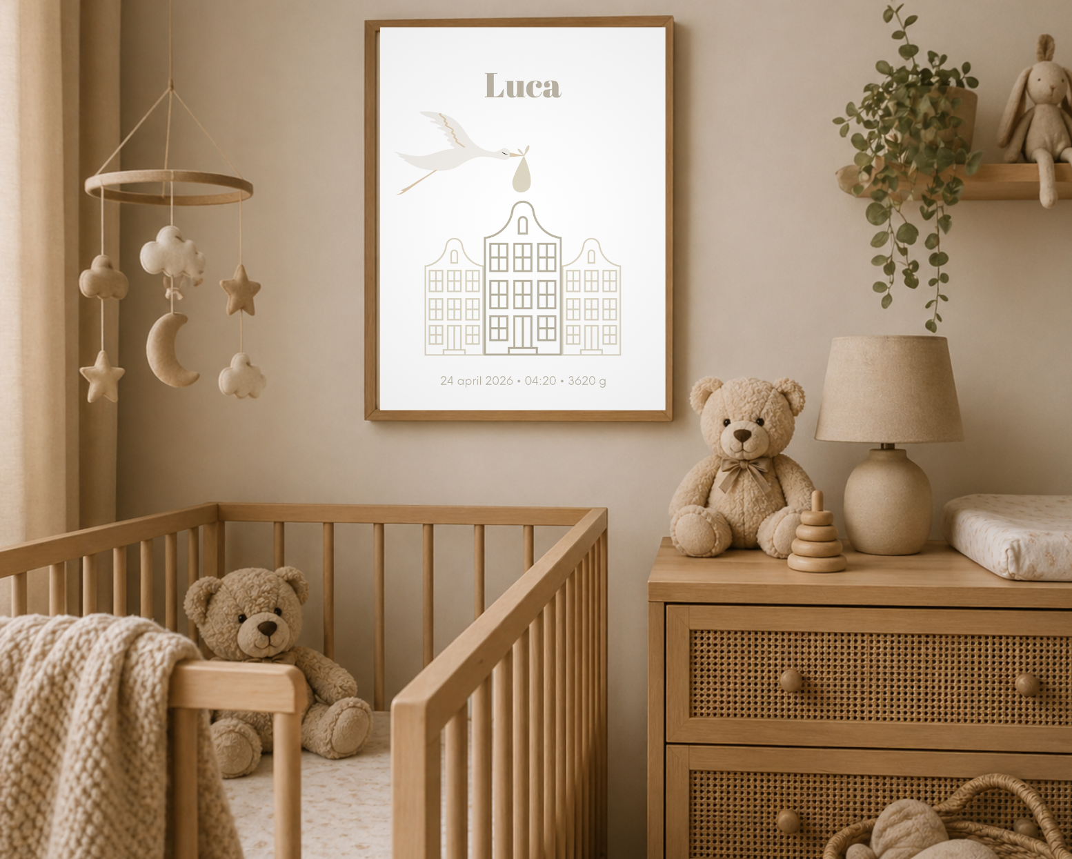 Geboorte poster gepersonaliseerd baby kraamcadeau