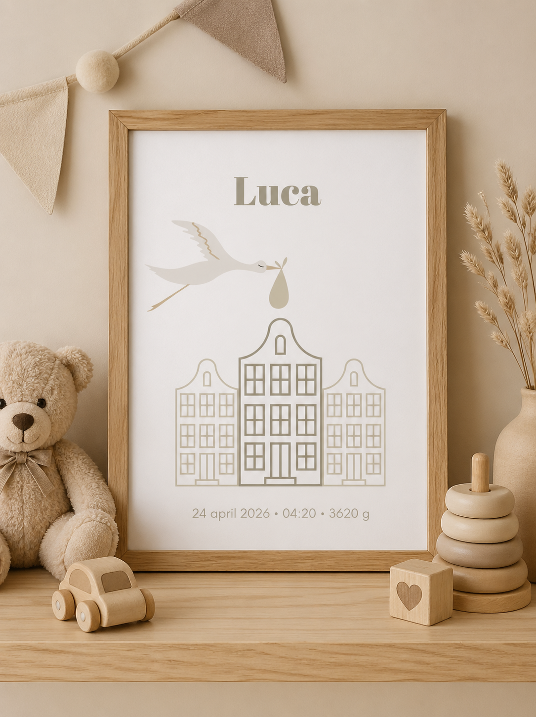 Geboorte poster gepersonaliseerd baby kraamcadeau