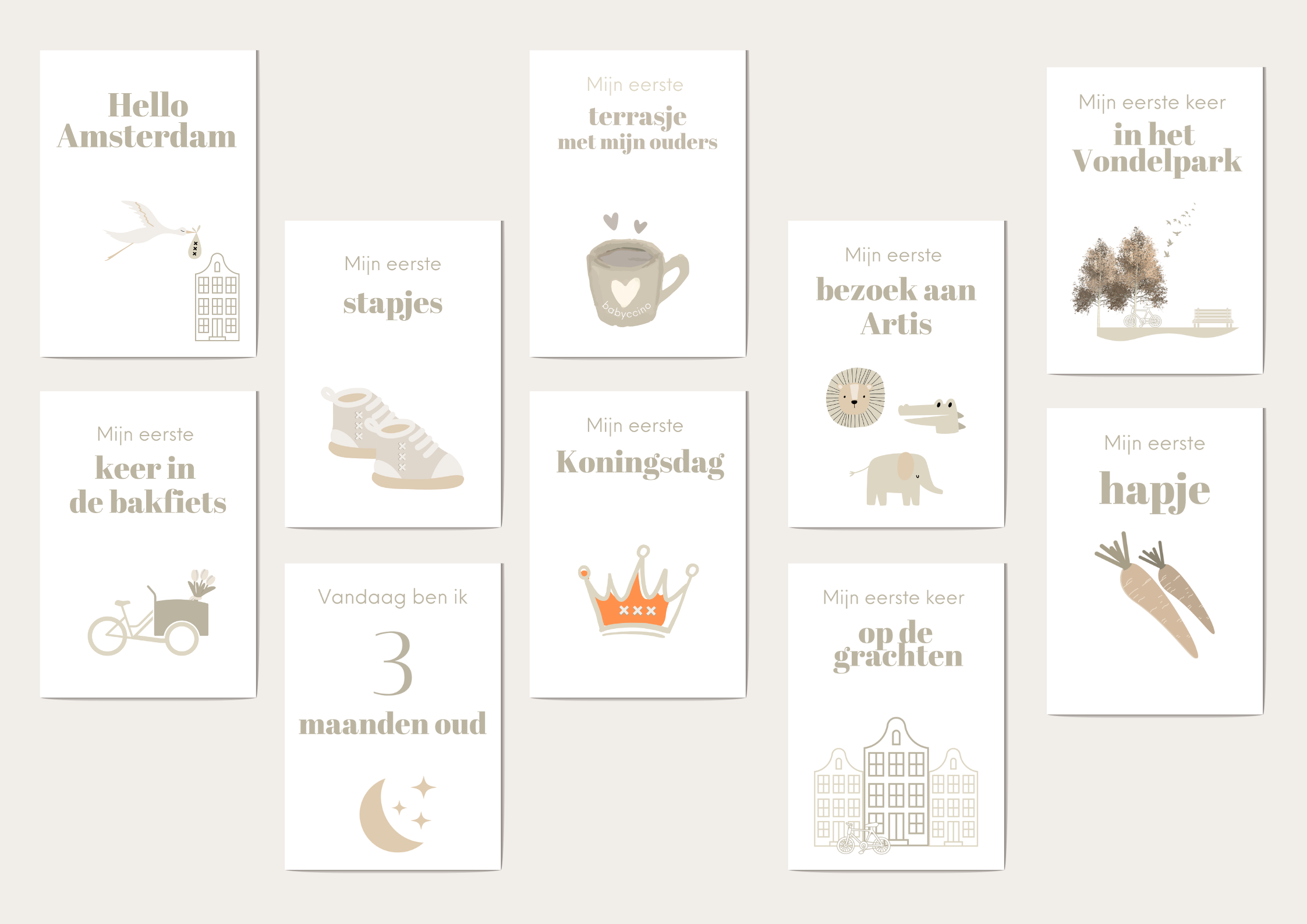 Mijlpalen baby kaarten Amsterdam