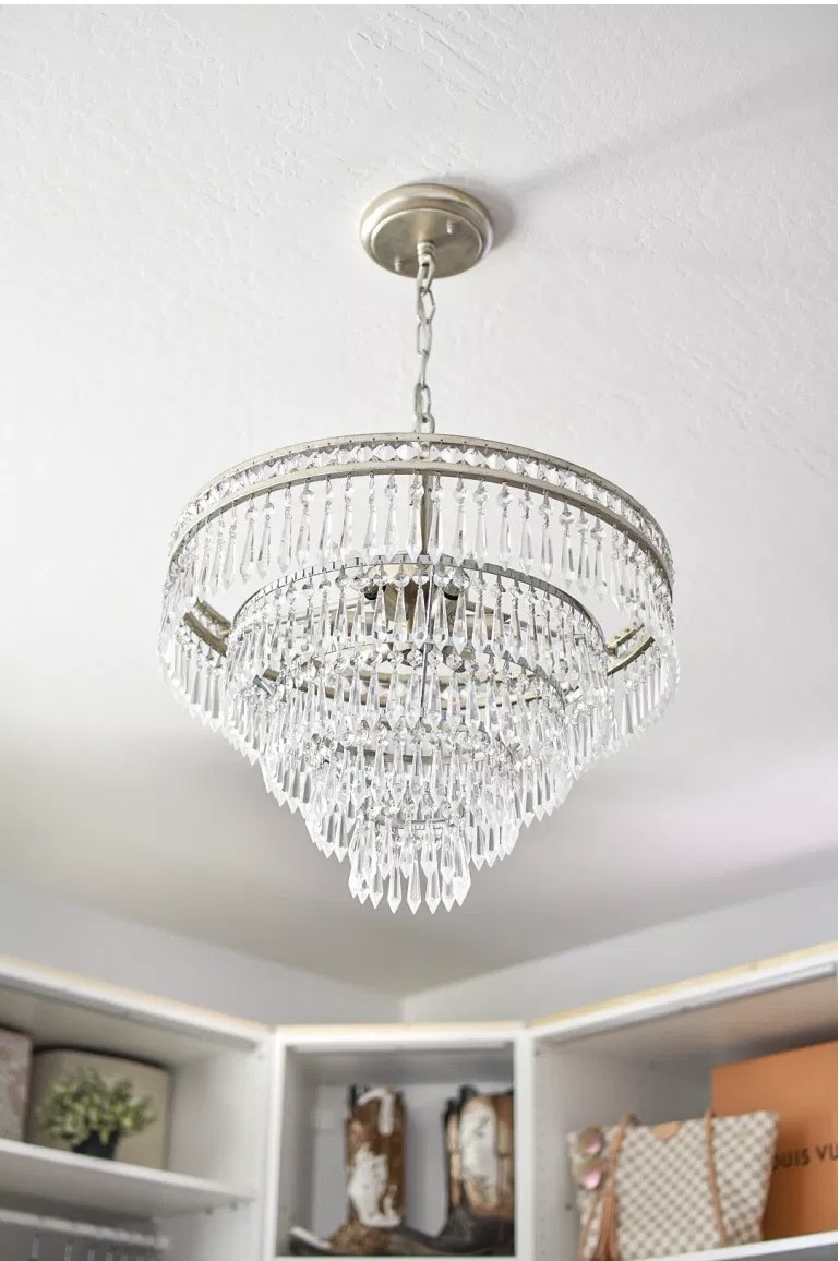 Mercer 6 Light Hand Cut Crystal Silver Convertible Chandelier