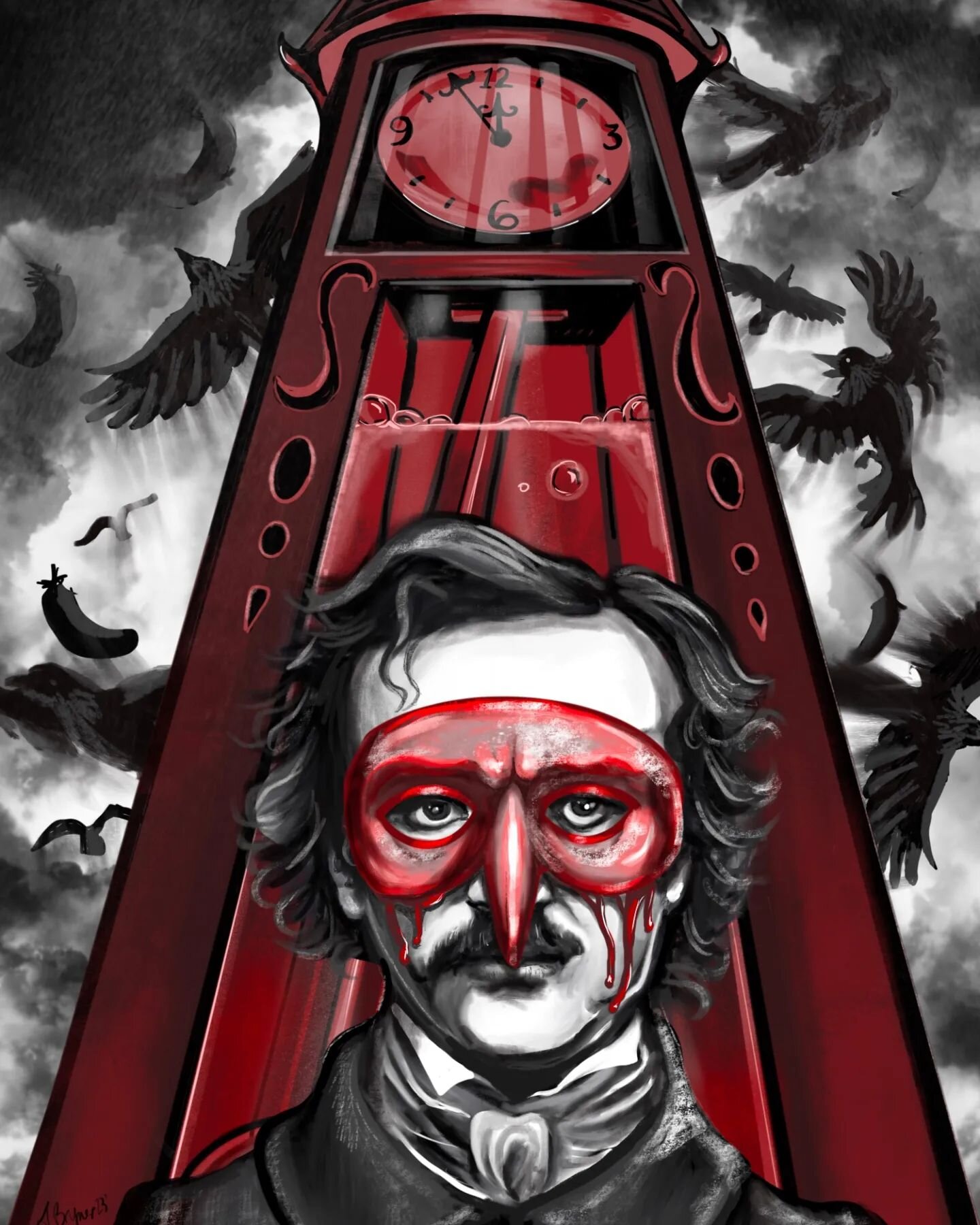 Forgot to share my latest piece because I was soOOoo crazy prepping for Poe Fest! Met so many cool people and I hope I'm able to return next year. The festival organizers were SO nice and helpful, and had our backs whenever issues arose. 

So, enjoy 