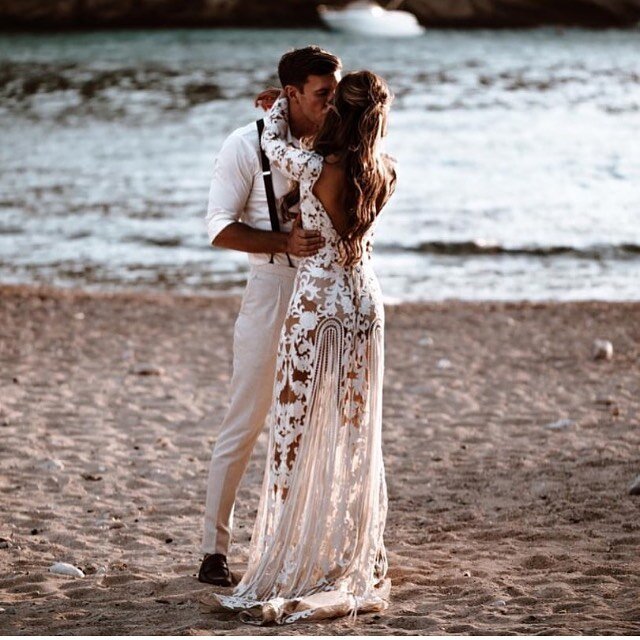 ✨JASMINE ✨This hand-beaded gown by @zuhairmuradofficial was simply stunning for Jasmines villa wedding followed by reception @bagatelleibiza The maids and veil were also steamed alongside some alterations.