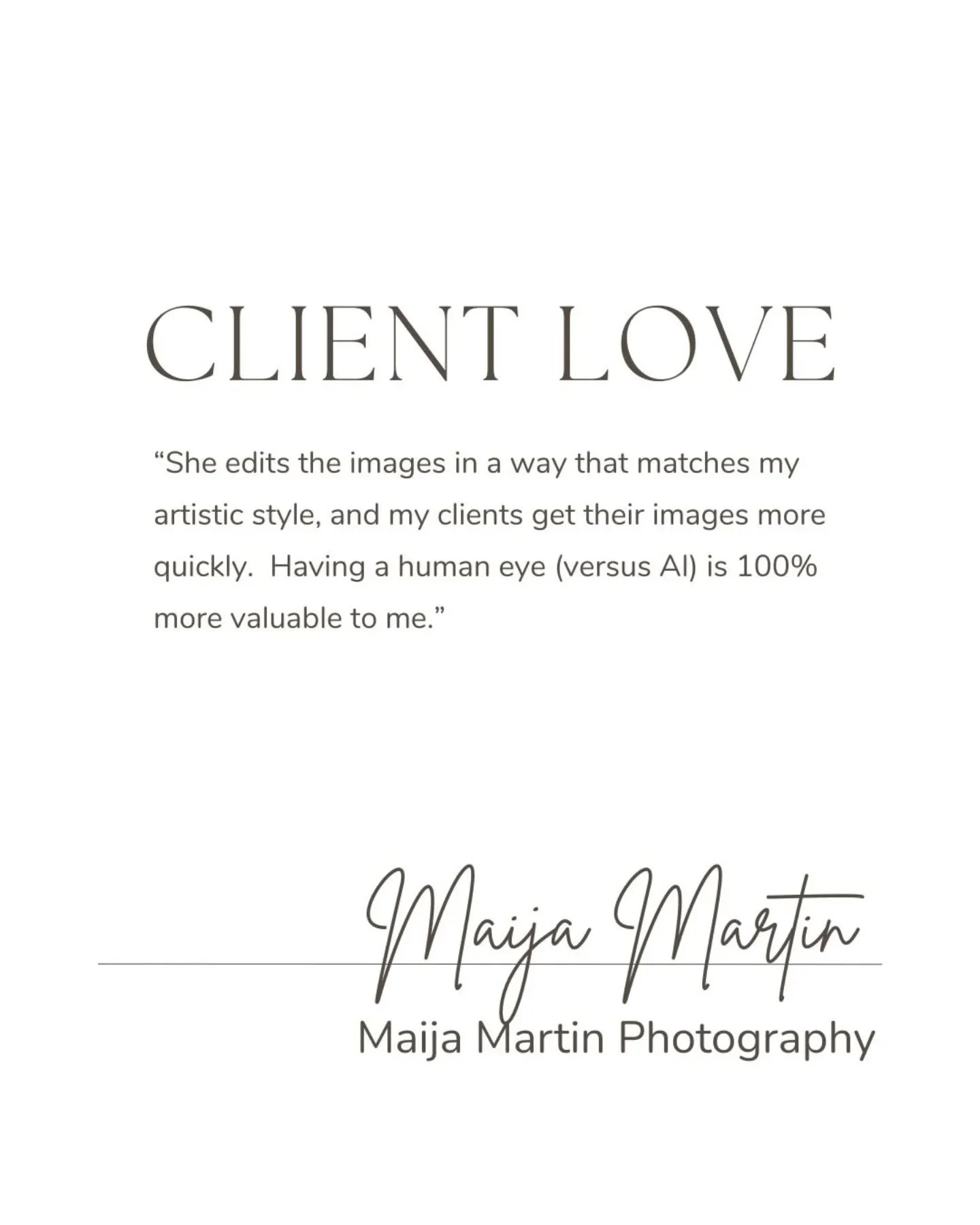 When photographers outsource, the biggest fear is losing their style. The goal has never been to change anyone's work, only to refine it and keep it cohesive. A trained human eye sees nuance, emotion, and intention in a way automation simply can't re