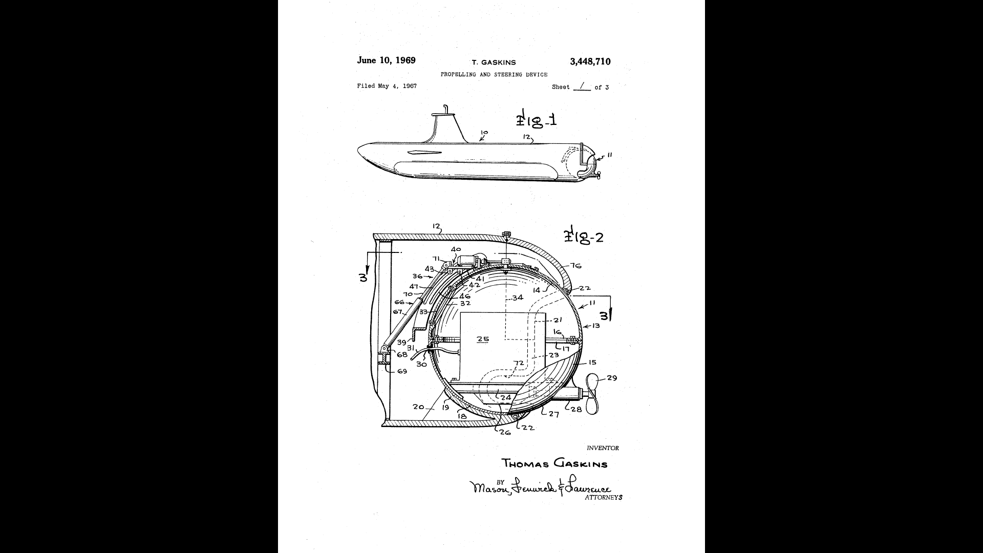 Tom Gaskins Patent No. 3,448,710 
